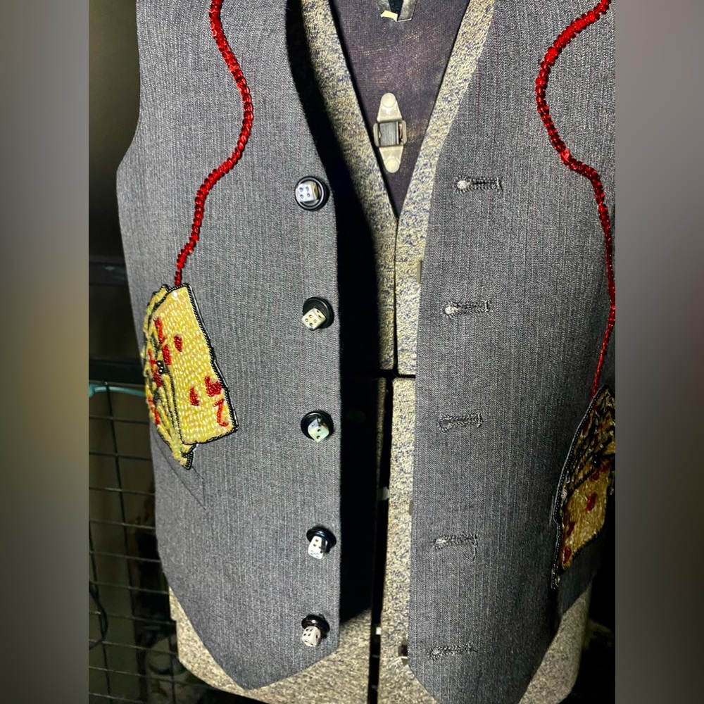 Vintage  Phylis’s Goldblatt Original sequined Casino Vest  fits size Medium